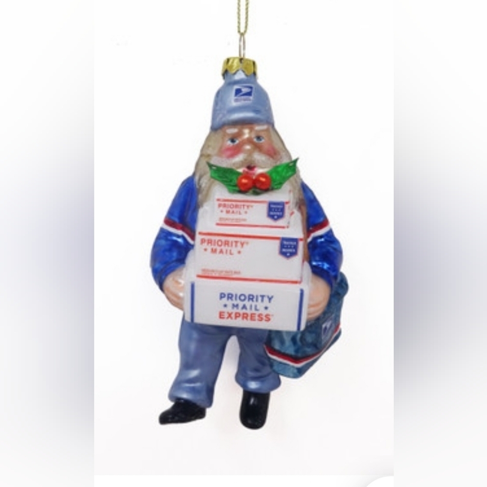Glass Mail Santa with USPS Packages